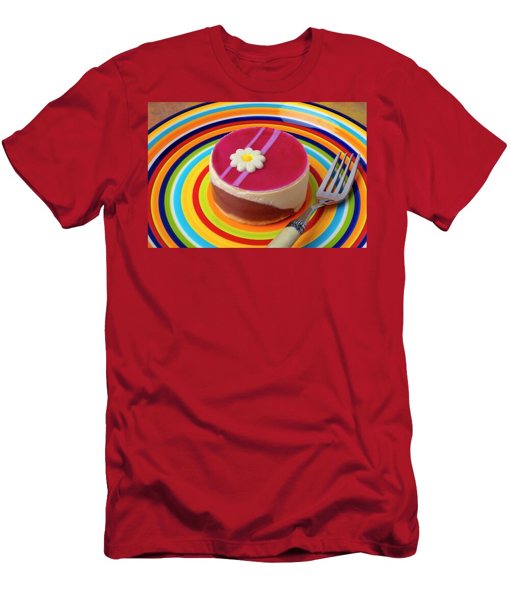 Raspberry Macarpone T-Shirt featuring the photograph Raspberry Macarpone Cake by Garry Gay