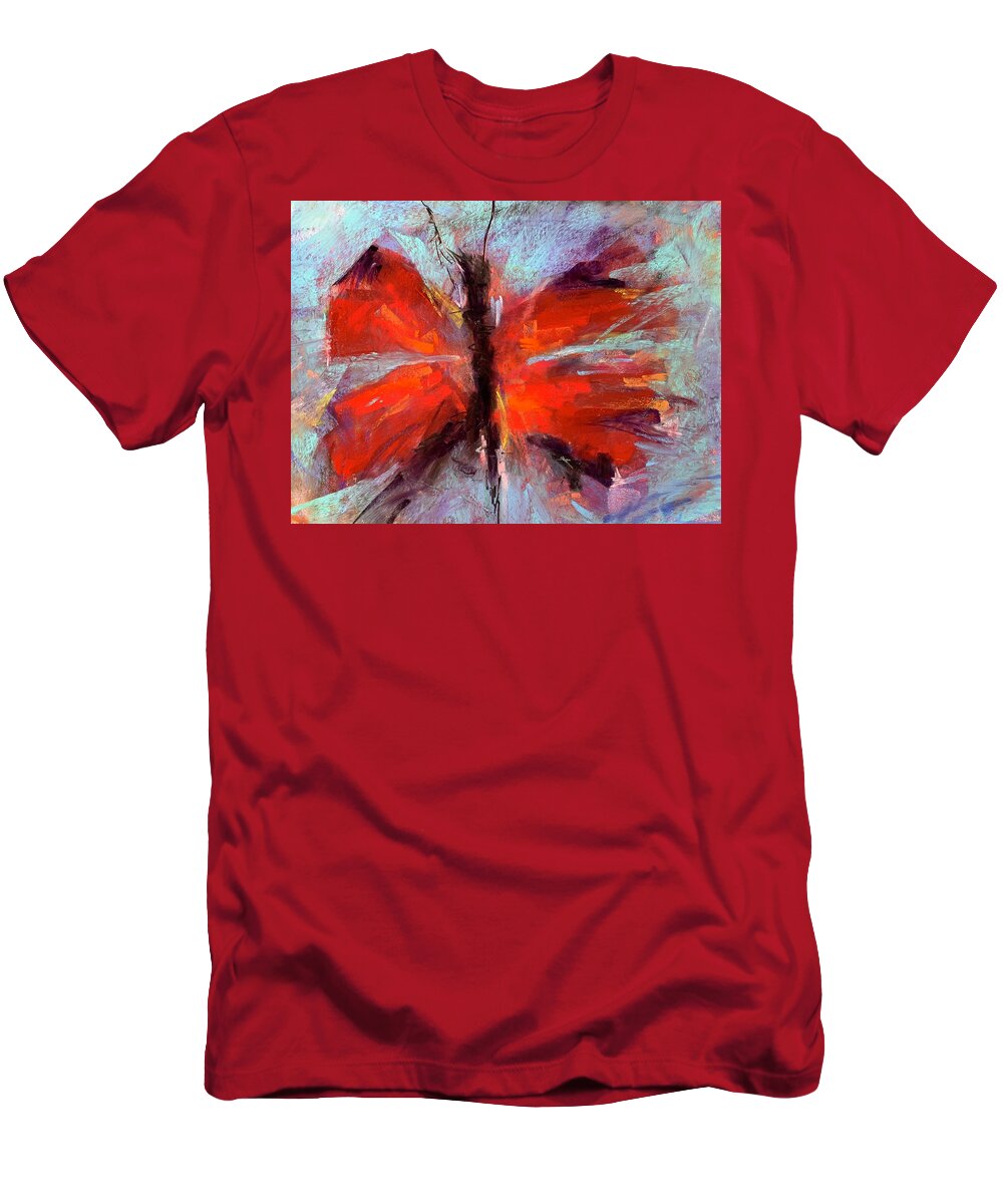 Butterfly T-Shirt featuring the painting Red Butterfly by Bonny Butler