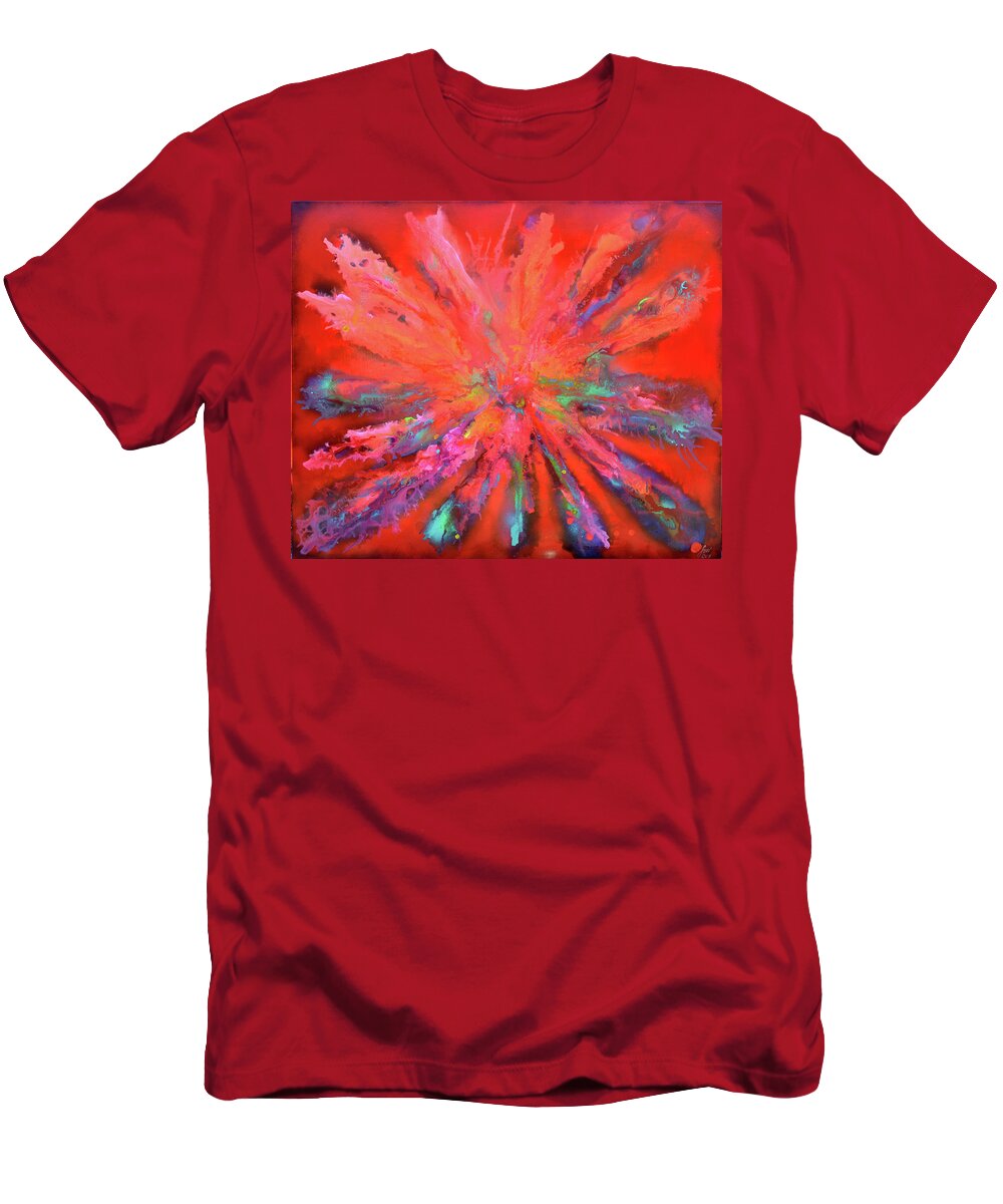 Abstract Painting T-Shirt featuring the painting Red Pandora, Large Abstract Painting by Tiberiu Soos