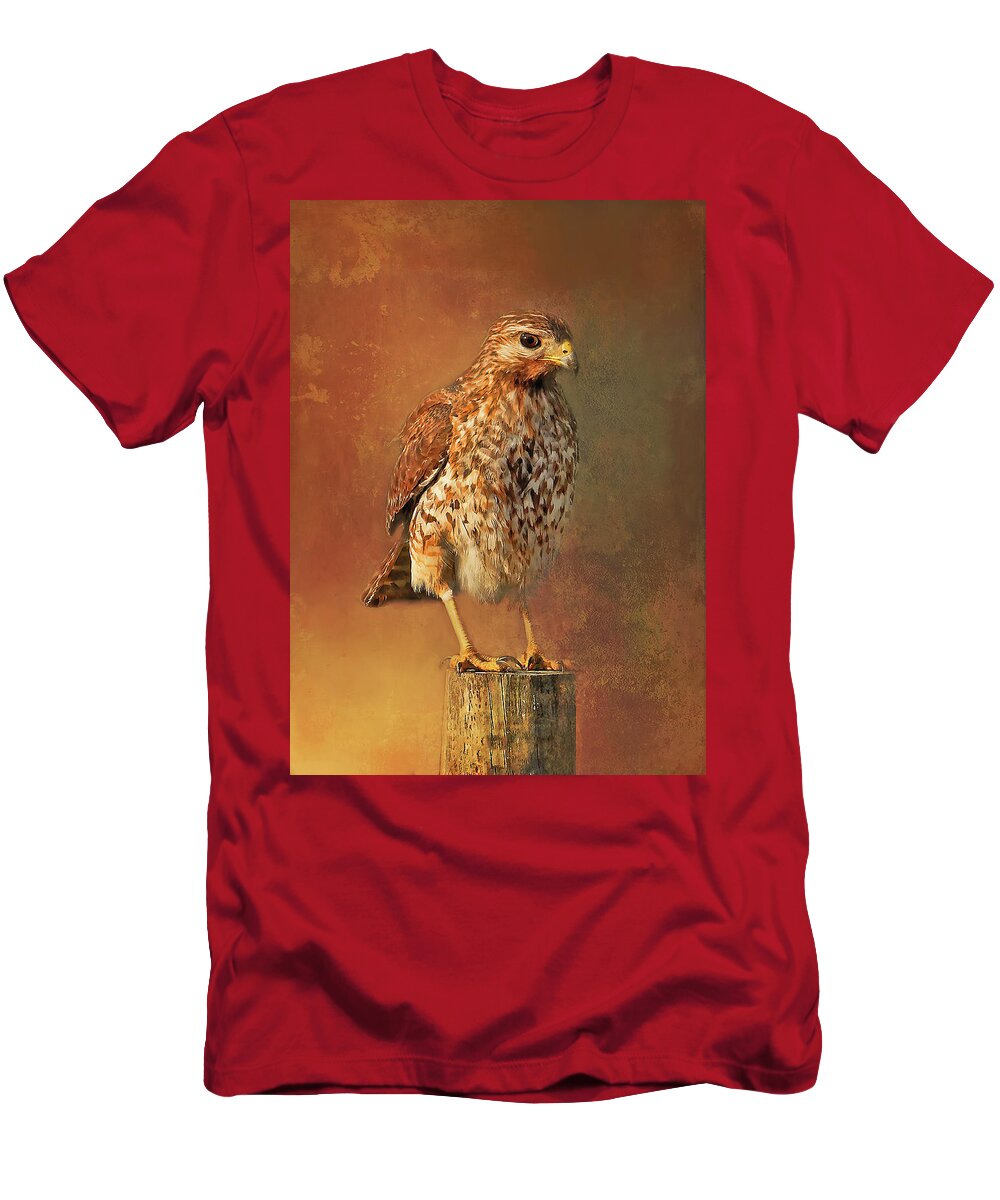 Red Shouldered Hawk T-Shirt featuring the photograph Red-shouldered Hawk Portrait by HH Photography of Florida