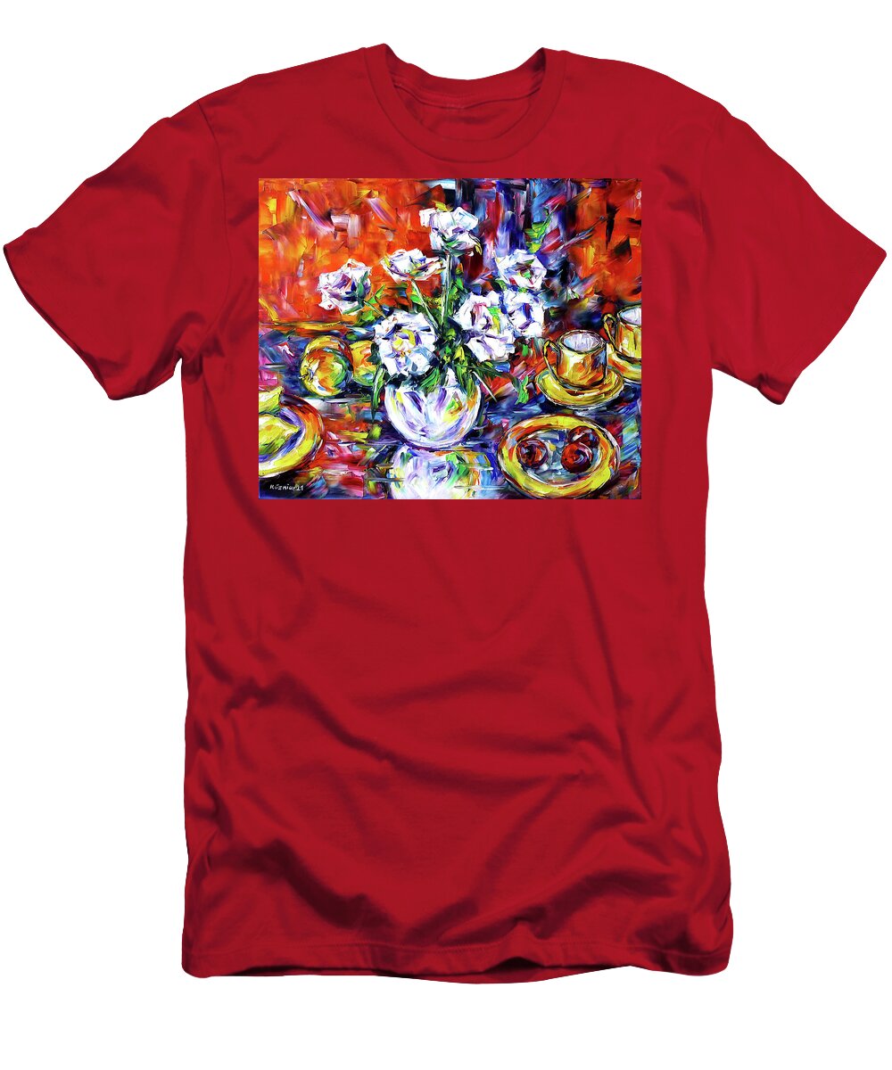 Colorful Still Life T-Shirt featuring the painting Red Still Life by Mirek Kuzniar