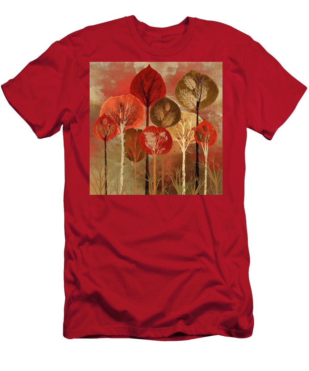 Trees T-Shirt featuring the digital art Red Tree Collage by Barbara Mierau-Klein