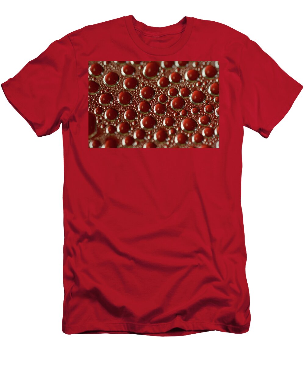 Water T-Shirt featuring the photograph Red Water Bubbles by Iris Richardson