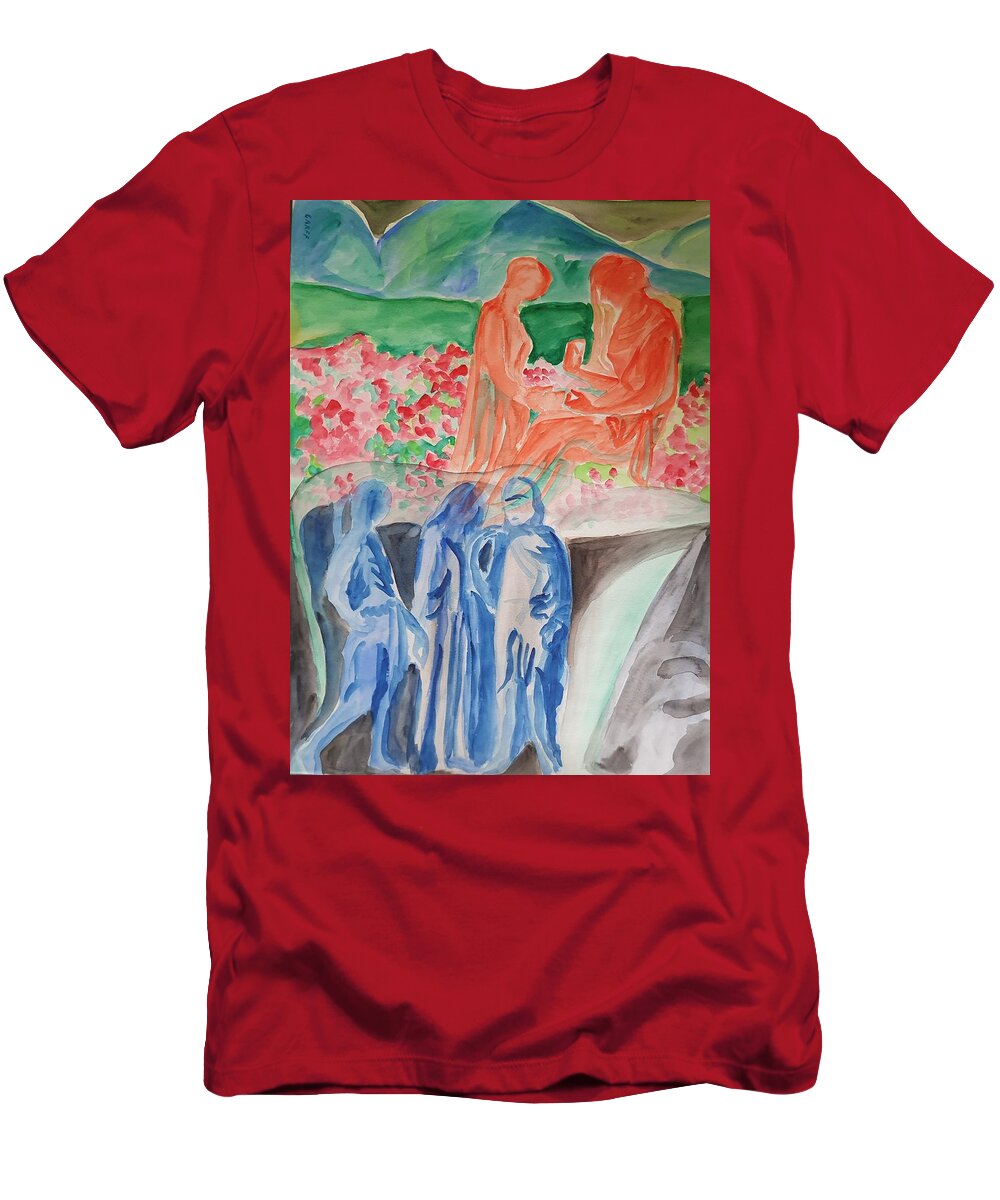 Masterpiece Paintings T-Shirt featuring the painting Reign of Life vs Underworld by Enrico Garff