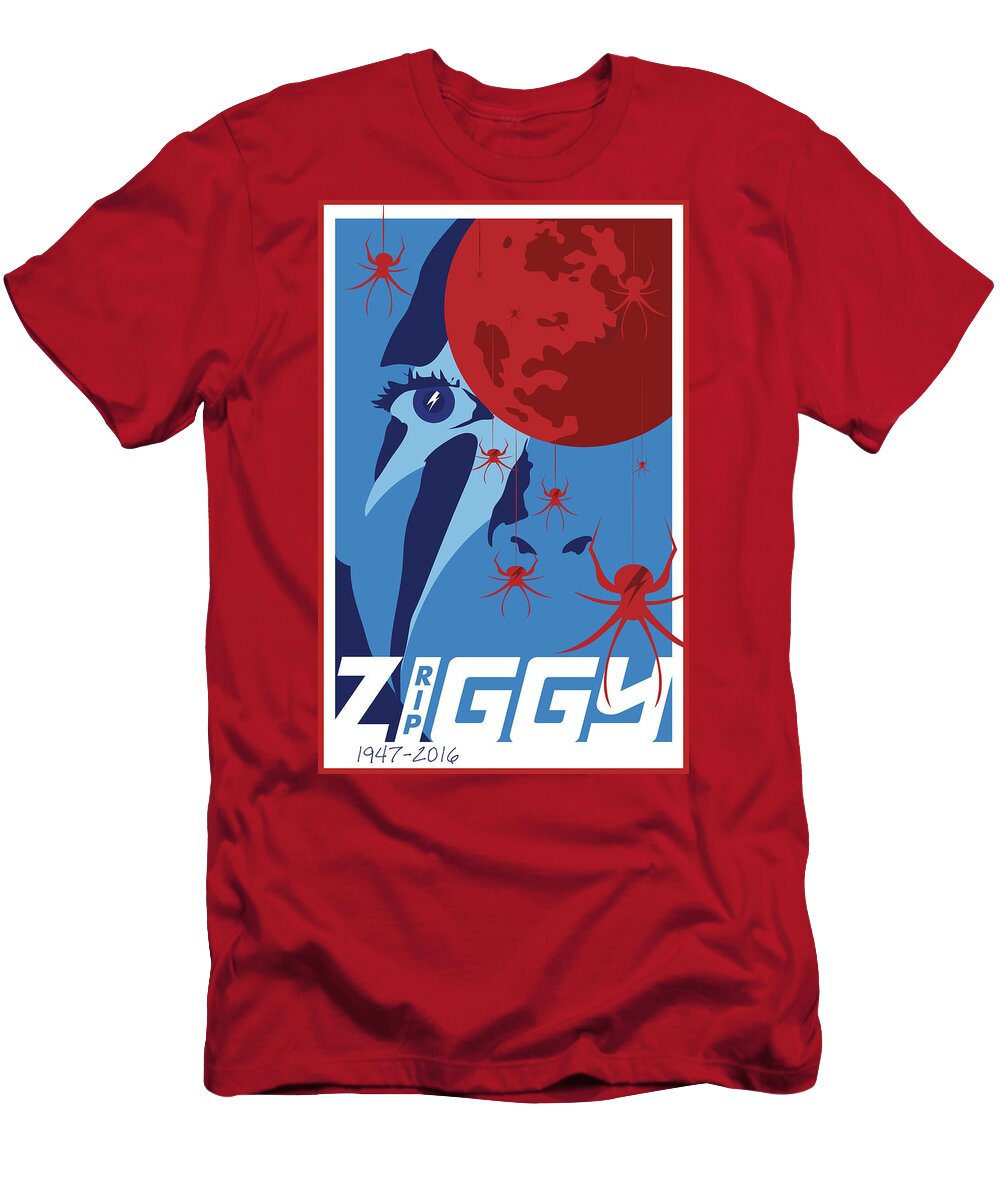 Bowie T-Shirt featuring the digital art RIP Ziggy by Steve Follman