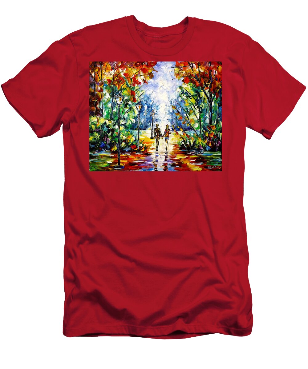 Colorful Park T-Shirt featuring the painting Romantic Day by Mirek Kuzniar
