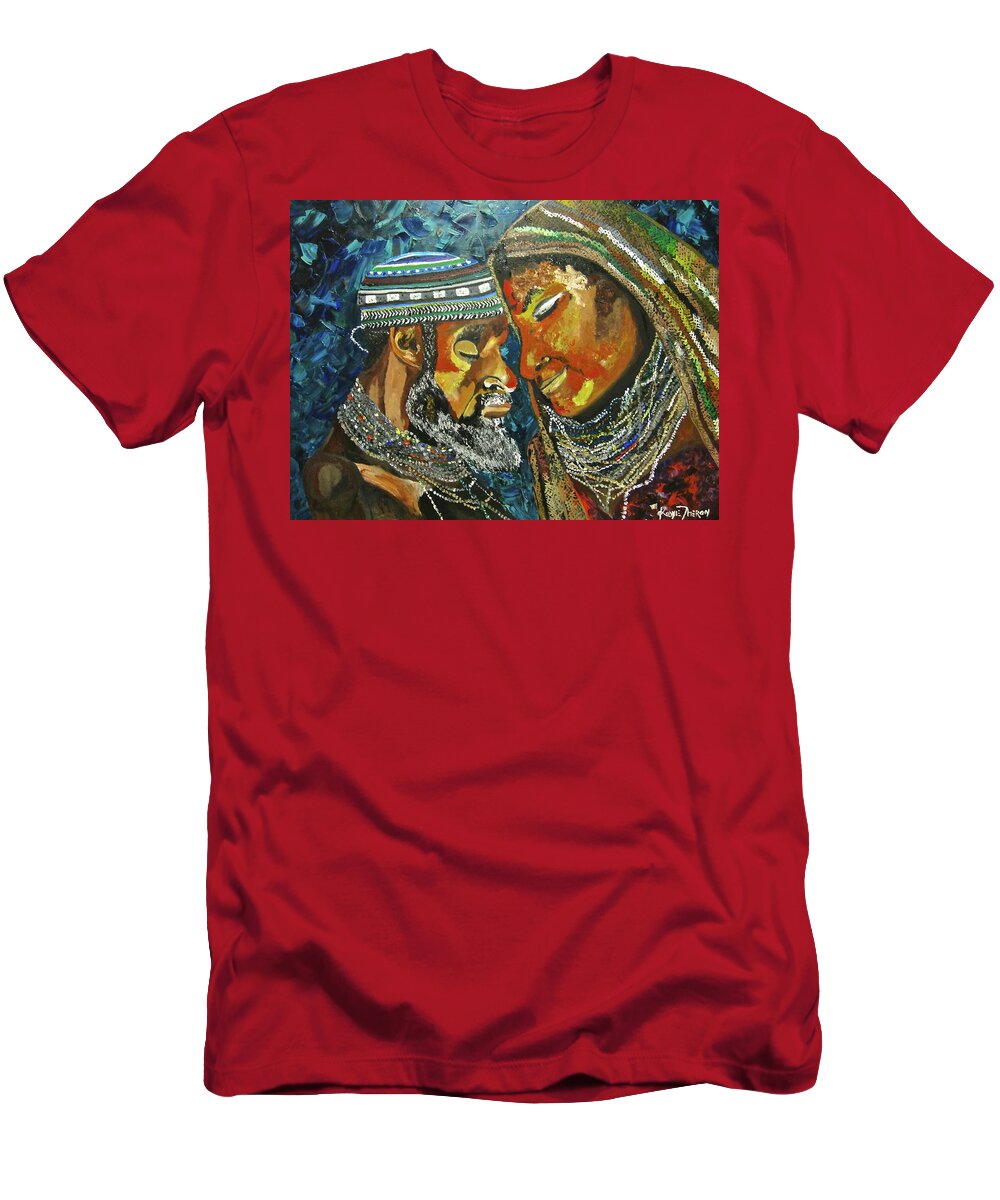 Africa T-Shirt featuring the painting Sawabona by Kowie Theron