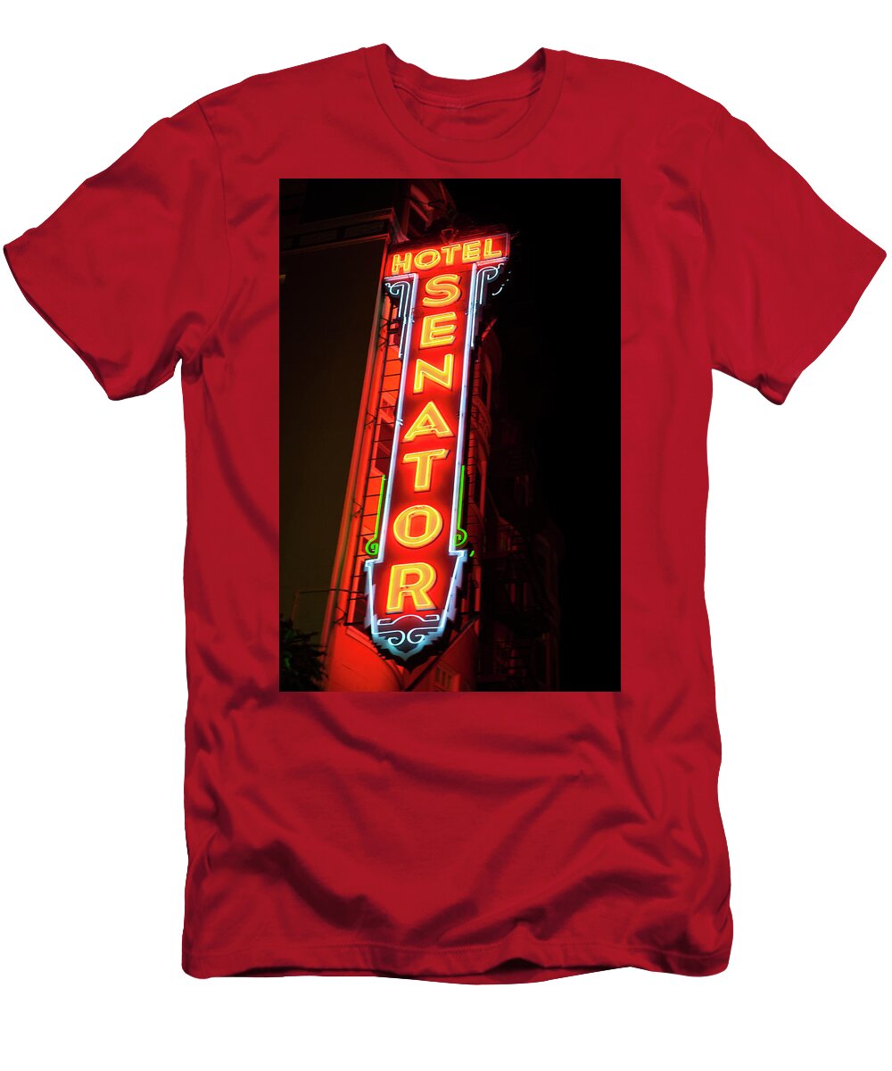 Sf T-Shirt featuring the photograph Senator Hotel Neon in SF by Matthew Bamberg