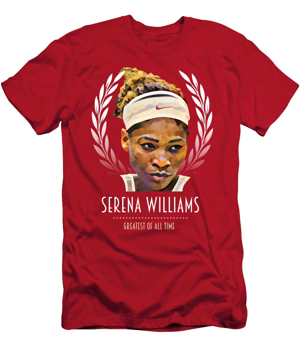 Movie Poster T-Shirt featuring the digital art Serena Williams - Greatest Of All Time by Movie Poster Boy