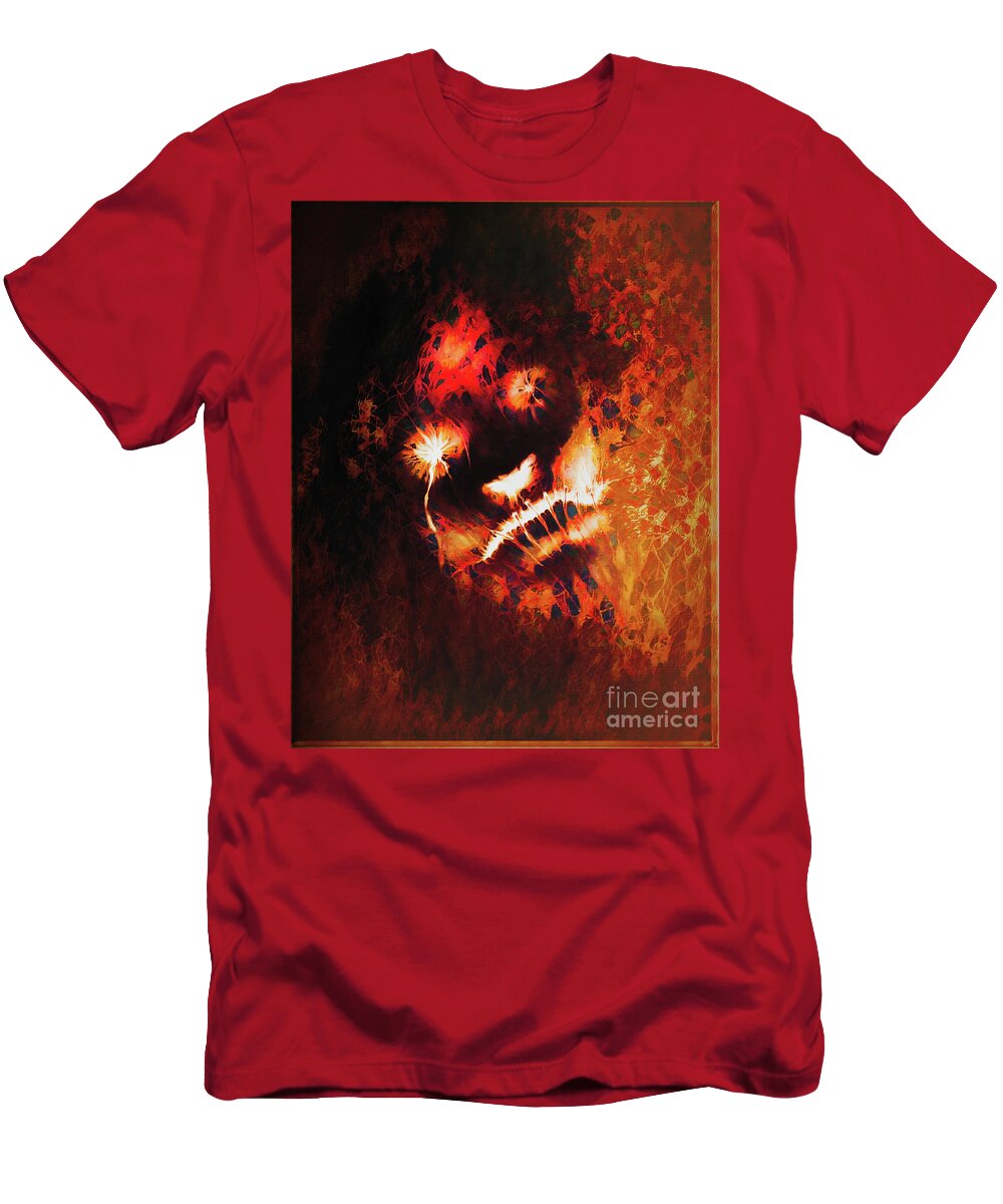 Dark T-Shirt featuring the digital art Sometimes The Abyss Looks Back Stained Glass by Recreating Creation