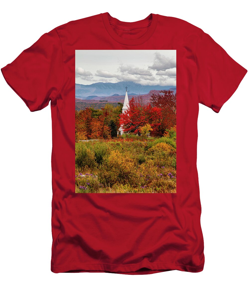 Fall T-Shirt featuring the photograph St. Matthews Episcopal Chapel In The Fall by Betty Pauwels