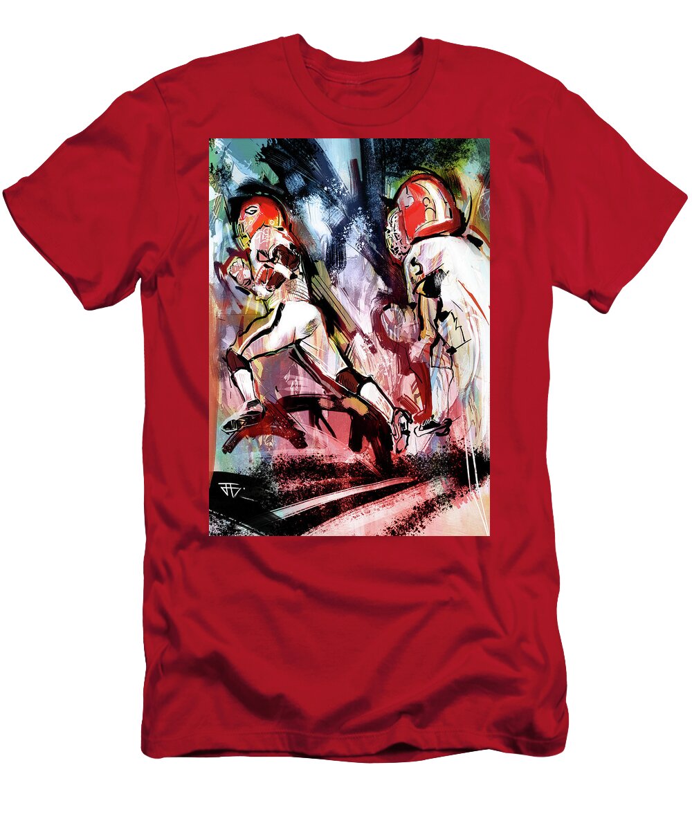  T-Shirt featuring the painting Start to the season II by John Gholson