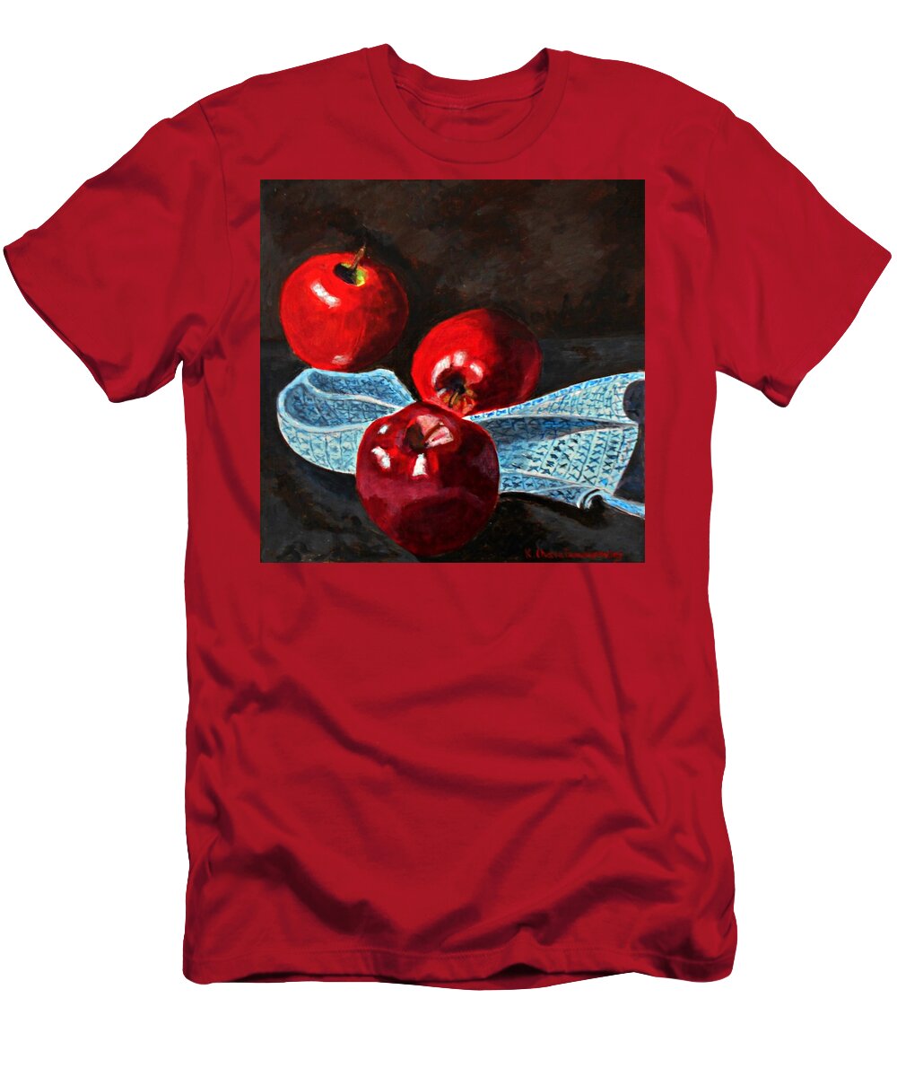 Stil Life T-Shirt featuring the painting Still Life With Apples by Konstantinos Charalampopoulos