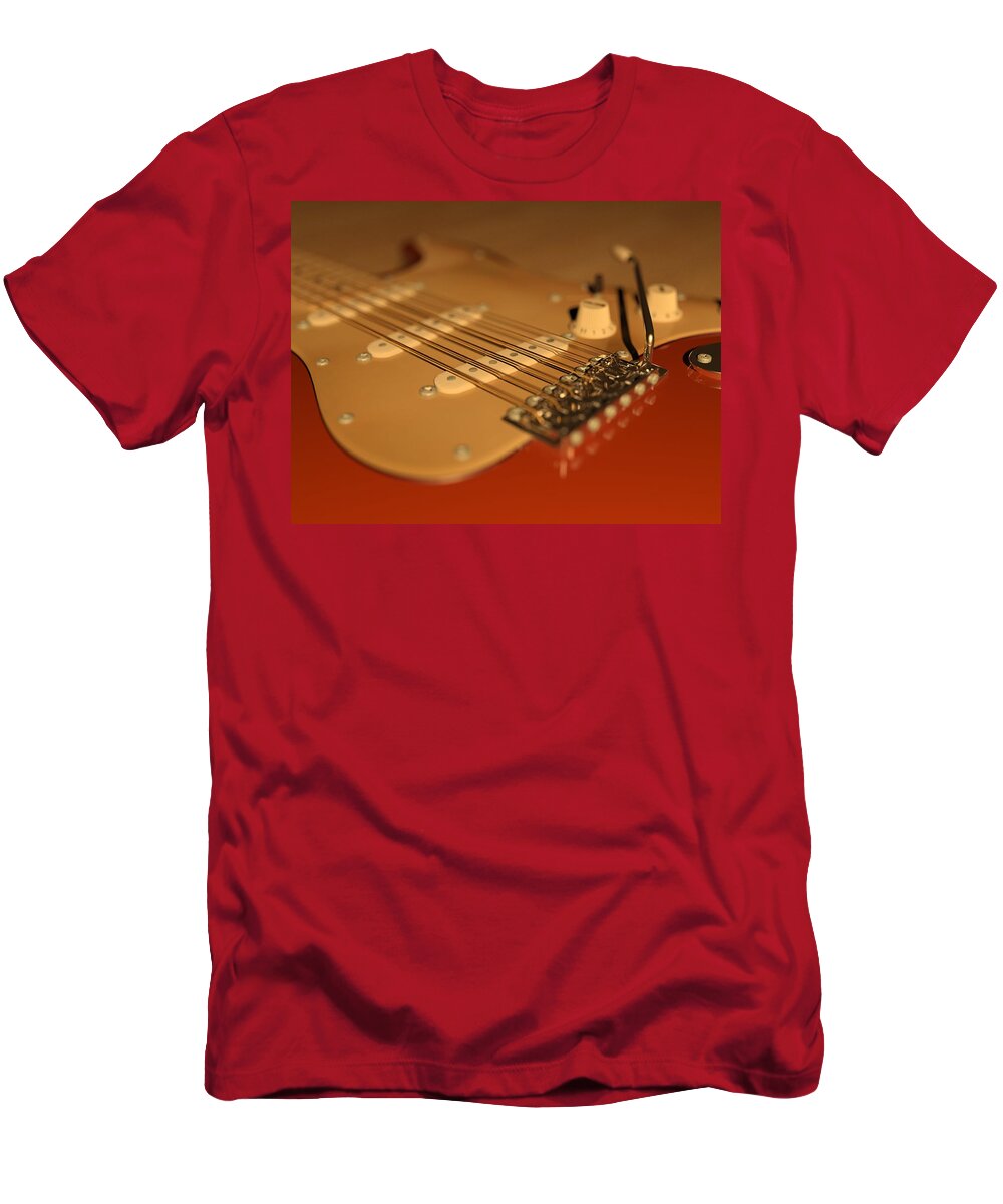 Guitar T-Shirt featuring the digital art Strummed by James Barnes