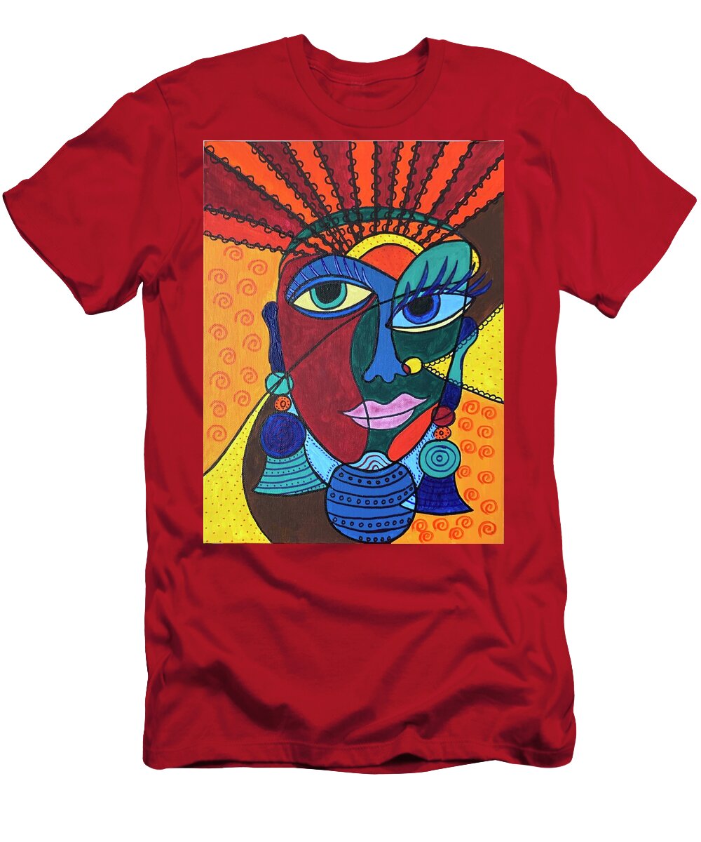Cubism T-Shirt featuring the painting Sun Rays by Raji Musinipally