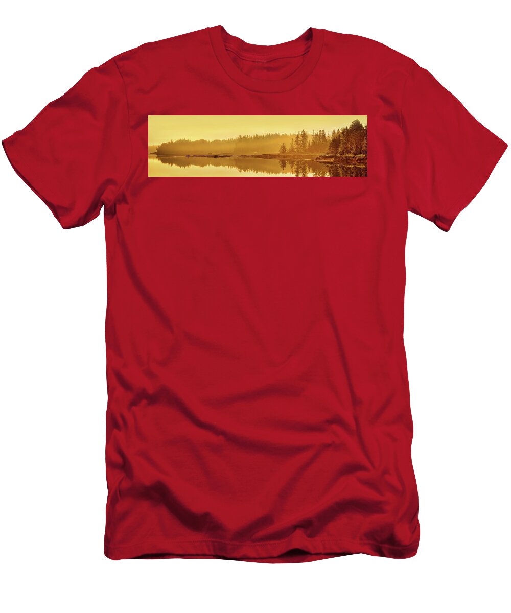 Acadia T-Shirt featuring the photograph Acadia Sunrise Pano 0625 by Greg Hartford
