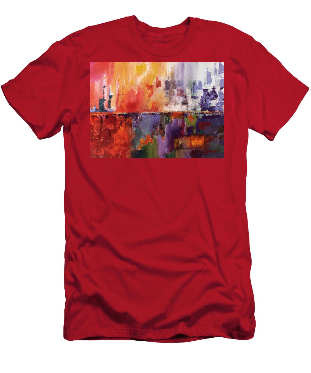  T-Shirt featuring the digital art Sunset Burst by Linda Bailey