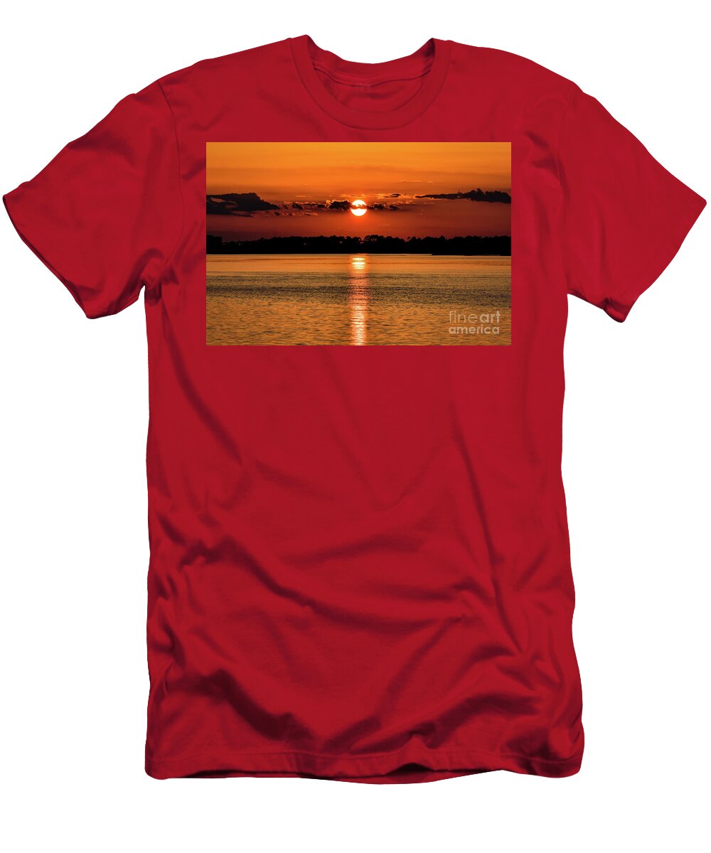 Sunset T-Shirt featuring the photograph Sunset Reflection on Pensacola Bay by Beachtown Views