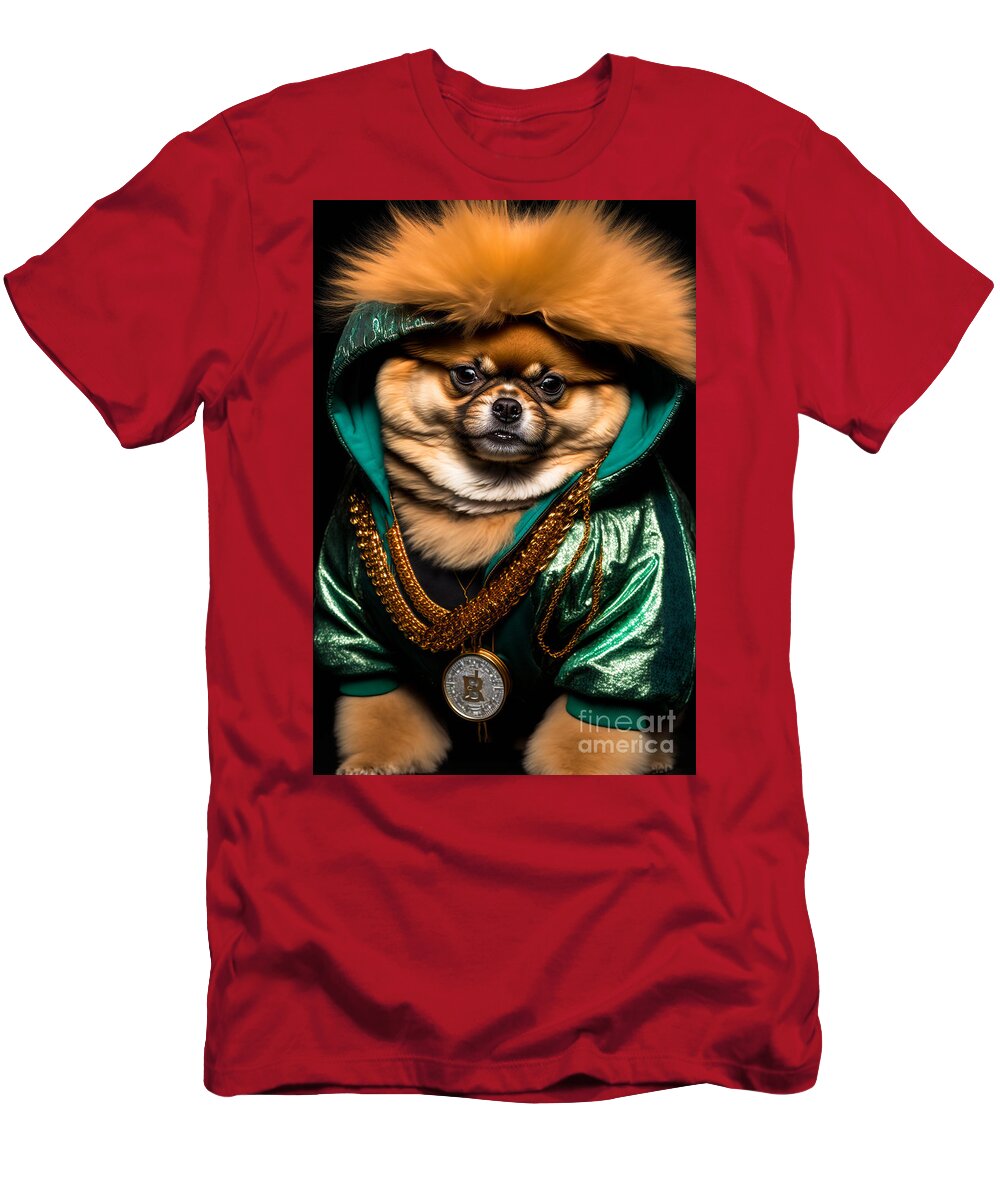 'sup Dawgg Pomeranian T-Shirt featuring the mixed media 'Sup Dawgg Pomeranian by Jay Schankman