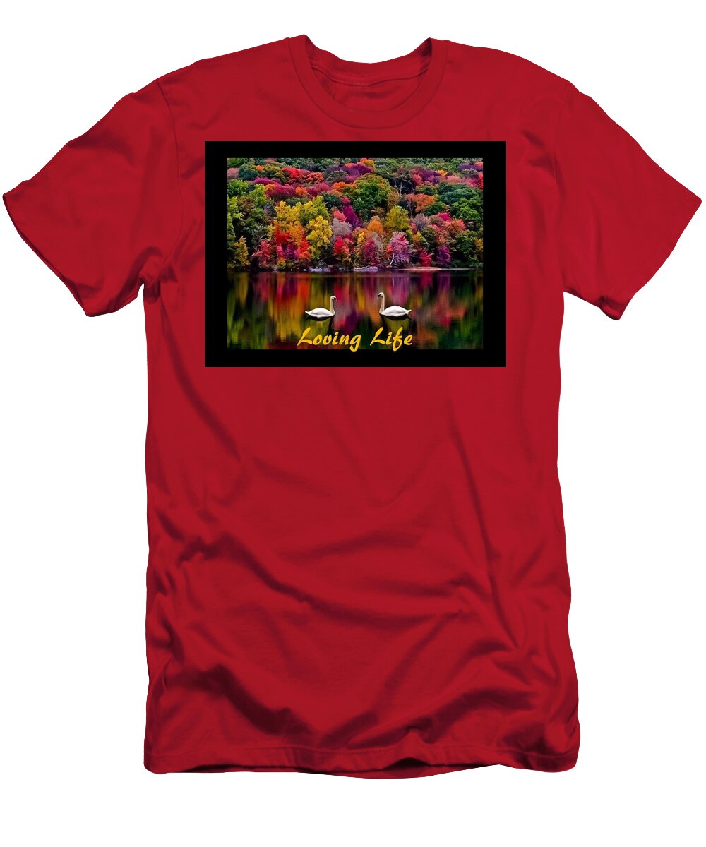 Swans T-Shirt featuring the photograph Swans Loving Life by Nancy Ayanna Wyatt