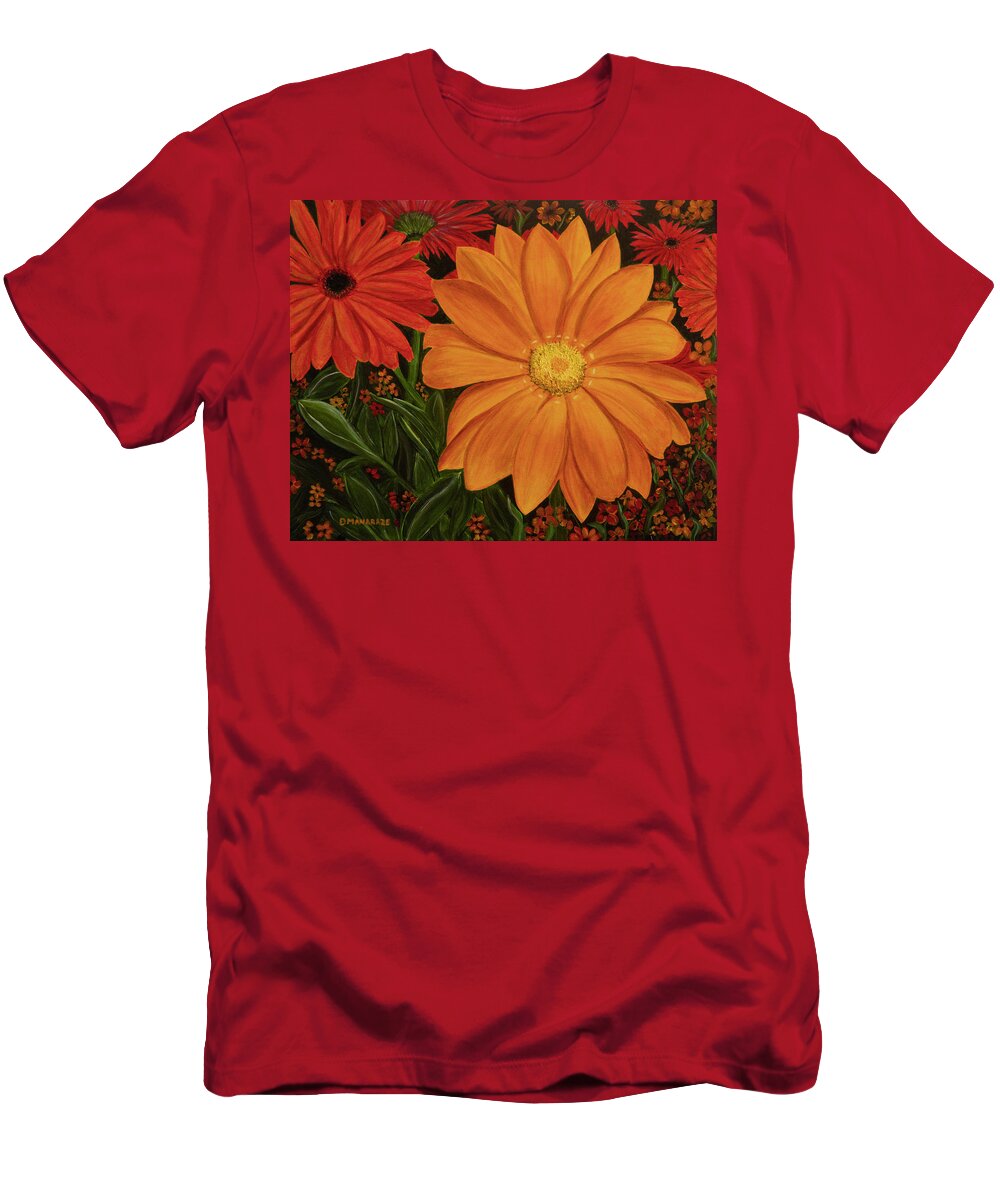 Flor T-Shirt featuring the painting Tangerine Punch by Donna Manaraze