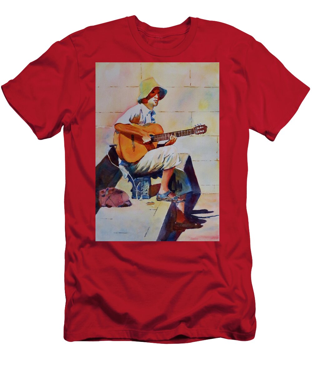 Summer T-Shirt featuring the painting The Busker-G.Berry #54 by David Gilmore