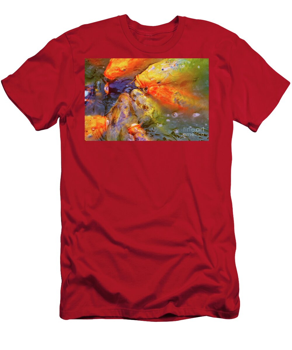 Koi T-Shirt featuring the mixed media The happy Koi Karpsers by MPhotographer