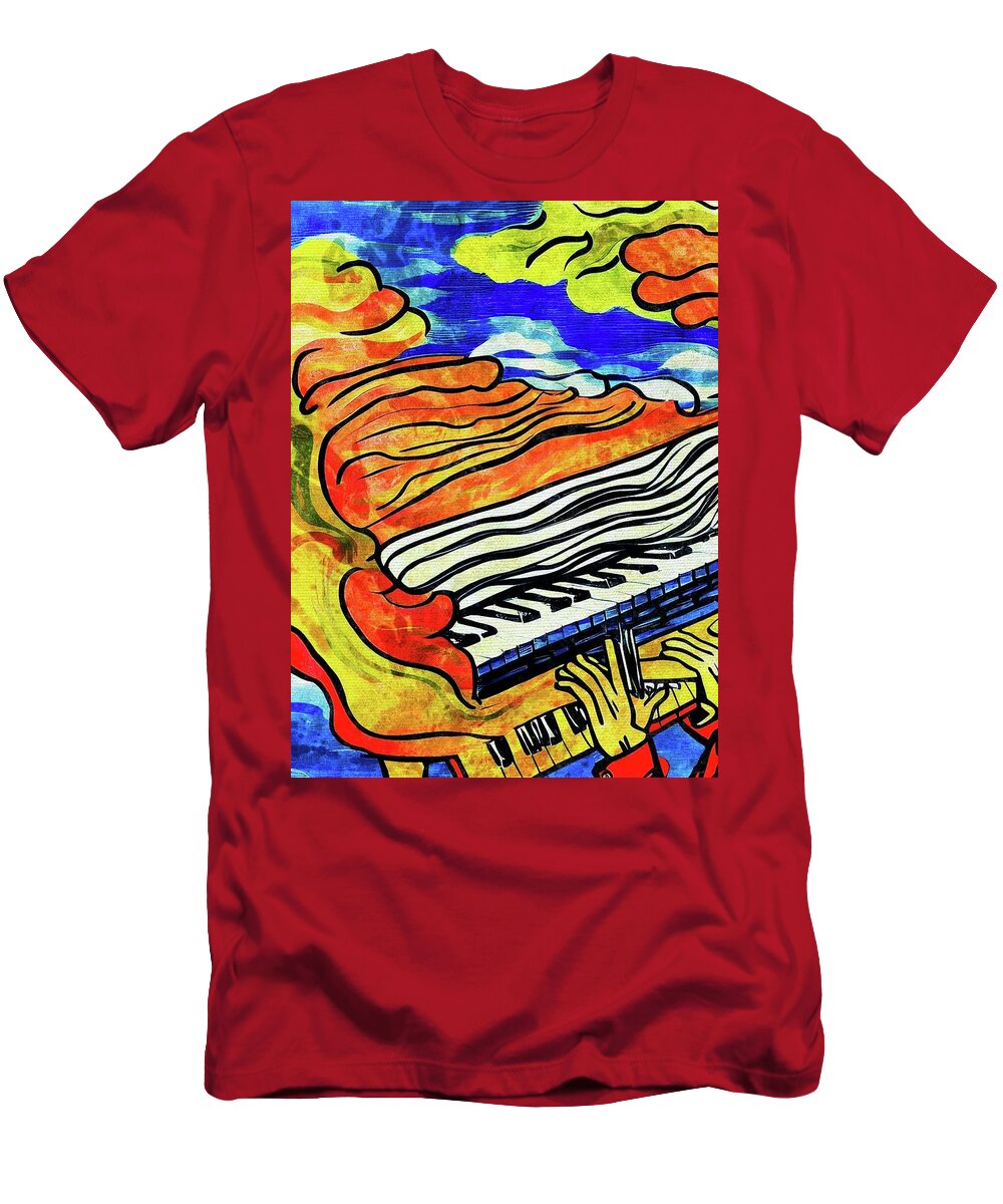 Piano T-Shirt featuring the digital art The Piano Man by Ally White