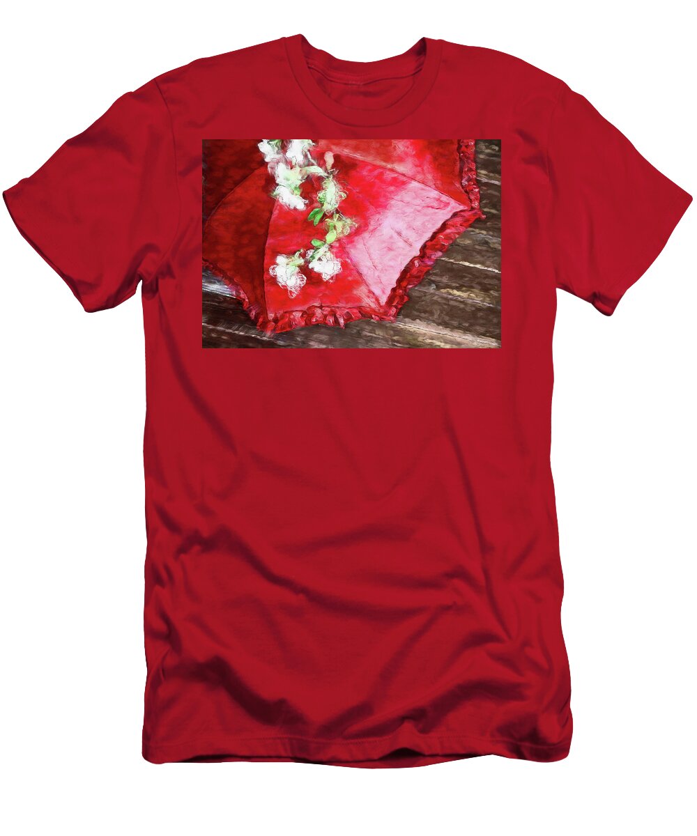 Red Umbrella T-Shirt featuring the digital art The Red Umbrella by Kevin Lane
