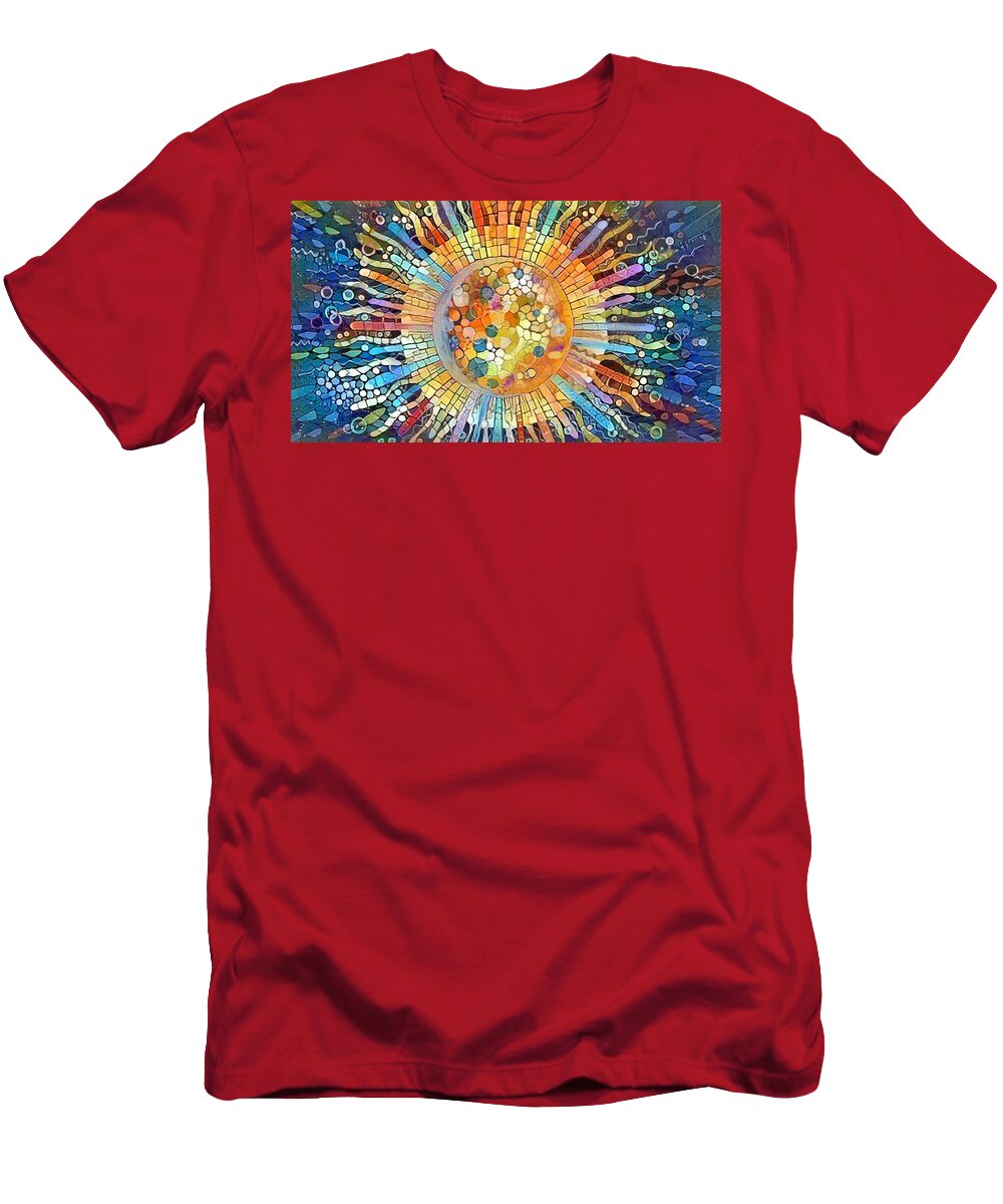 Cbs News Sunday Morning Sun Abstract T-Shirt featuring the mixed media The Sun Abstract by Sandi OReilly