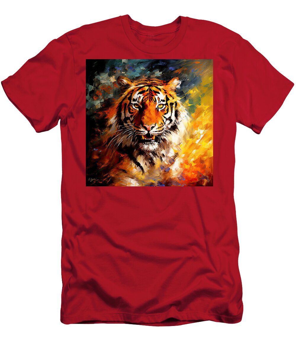Sumatran Tiger T-Shirt featuring the digital art The Tiger's Spirit -Sumatran Tiger Art by Lourry Legarde