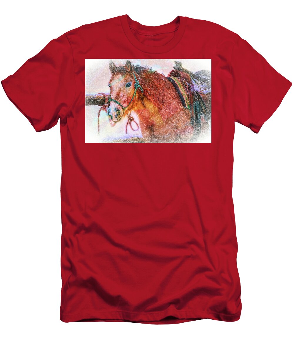 Horses T-Shirt featuring the photograph The Waiting Game by DB Hayes