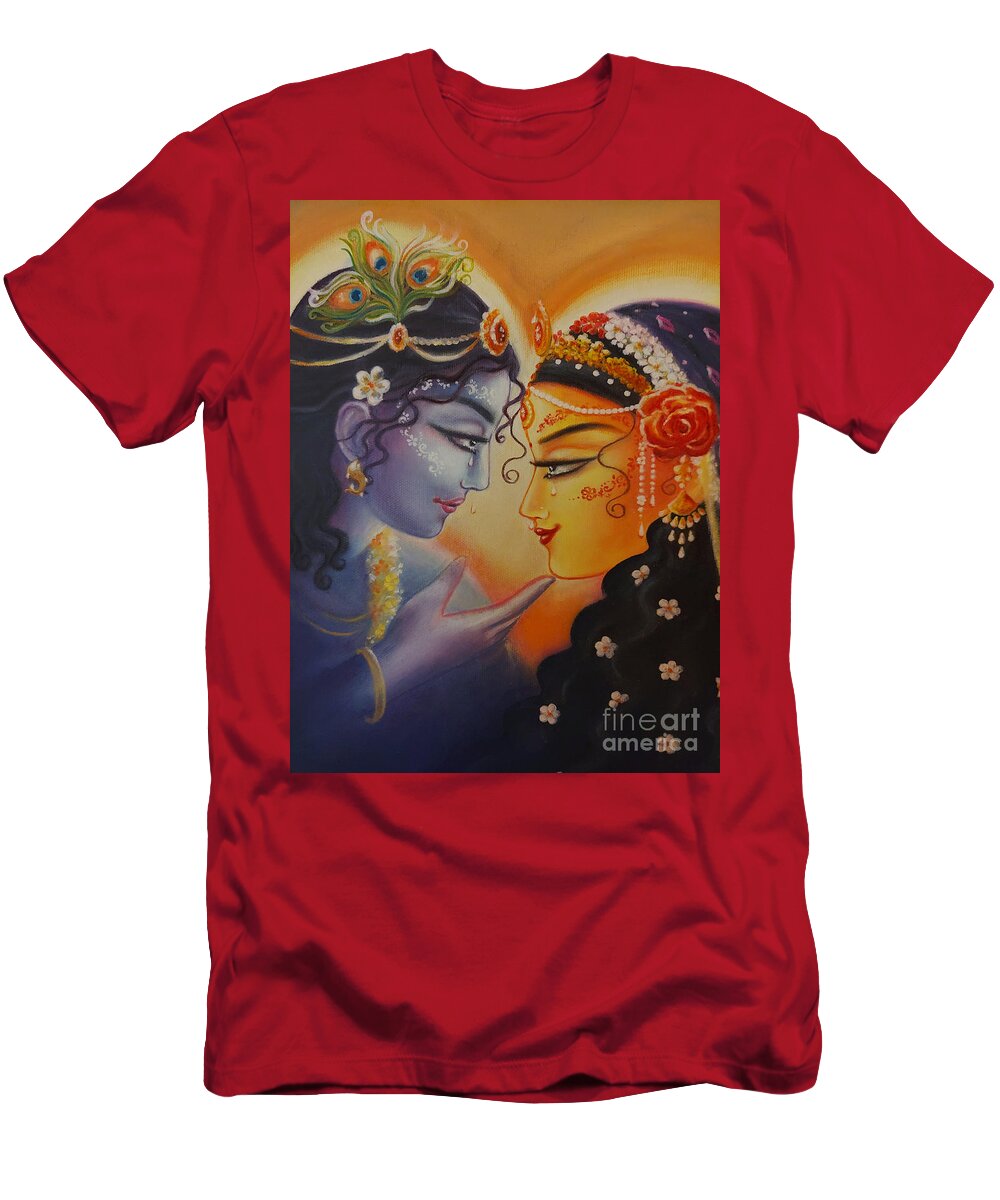 Radha Krisna T-Shirt featuring the painting The Waves Of Deepest Love by Alexandra Bilbija