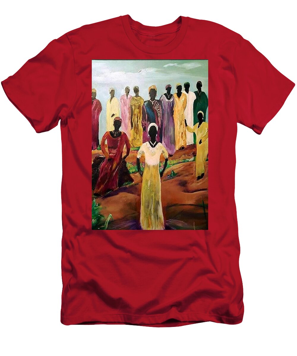 #oils #blackart #religiousart #womenart T-Shirt featuring the painting The Wedding Day by Julie TuckerDemps