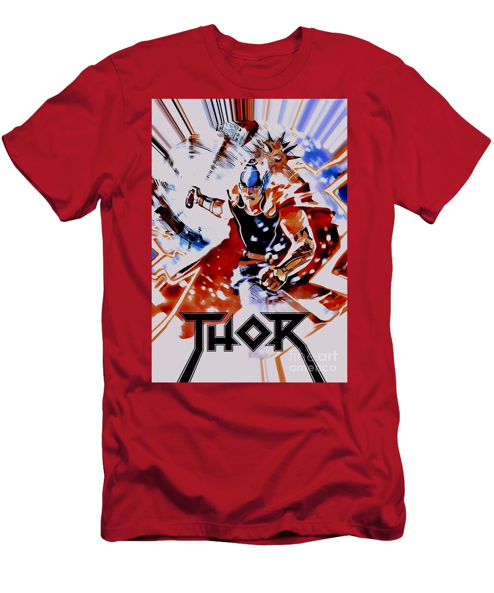 Thor T-Shirt featuring the digital art Thor by HELGE Art Gallery