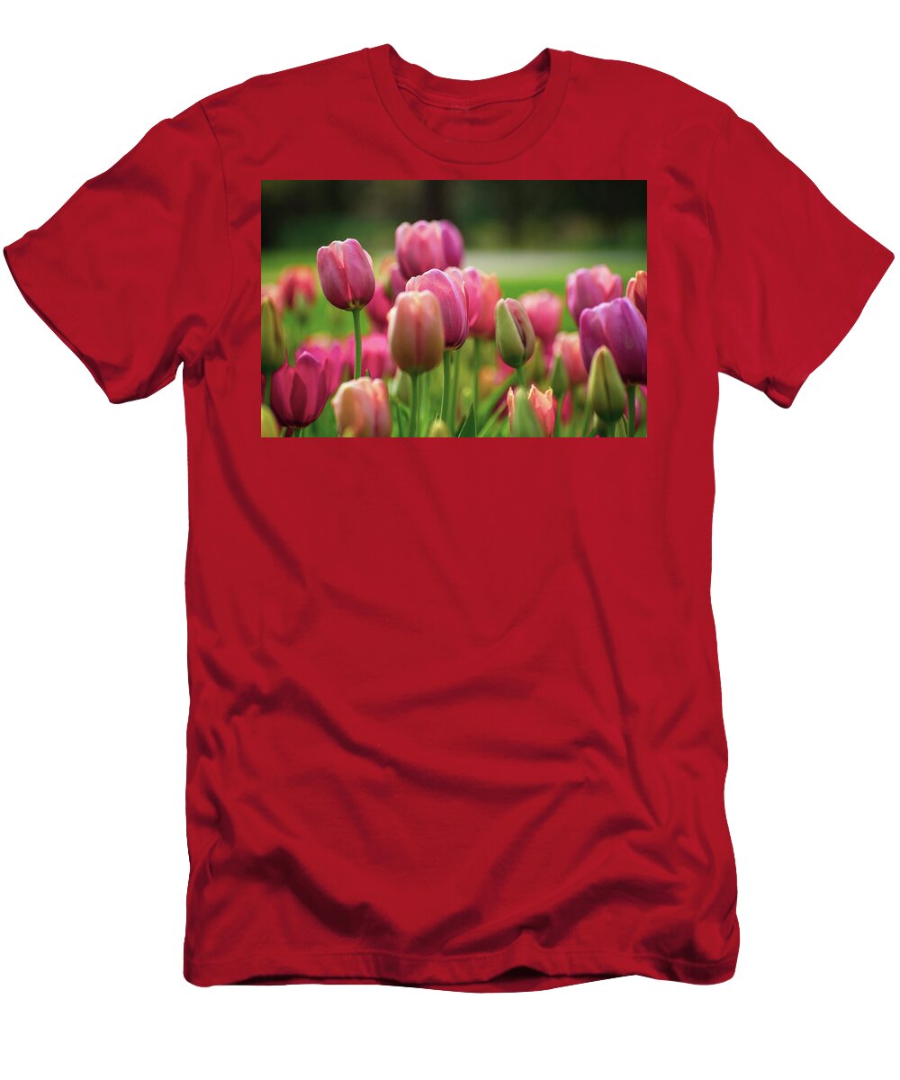 Tulips T-Shirt featuring the photograph Tickled Pink by Mary Ann Artz