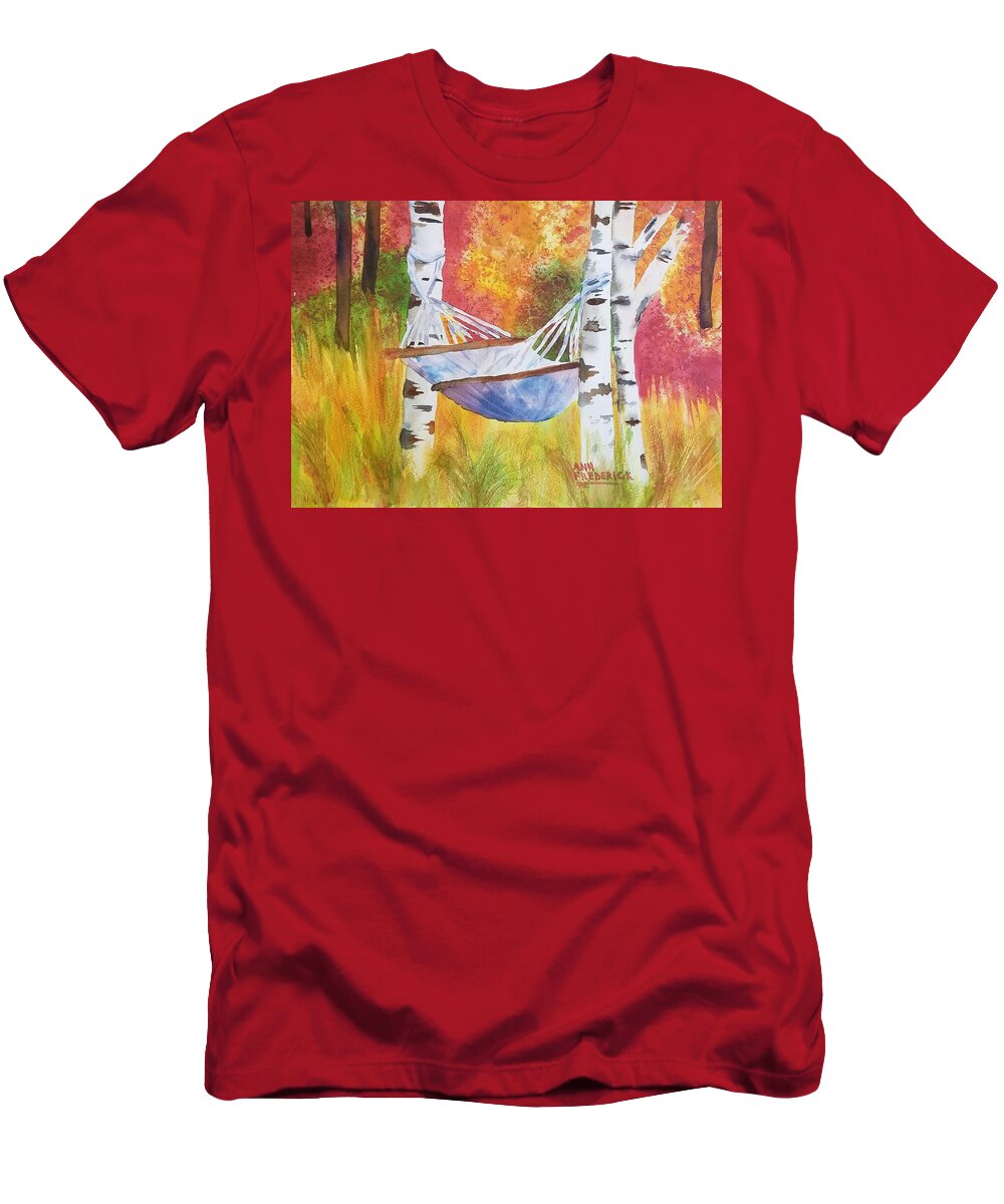 Hammock T-Shirt featuring the painting Tims' Dream by Ann Frederick