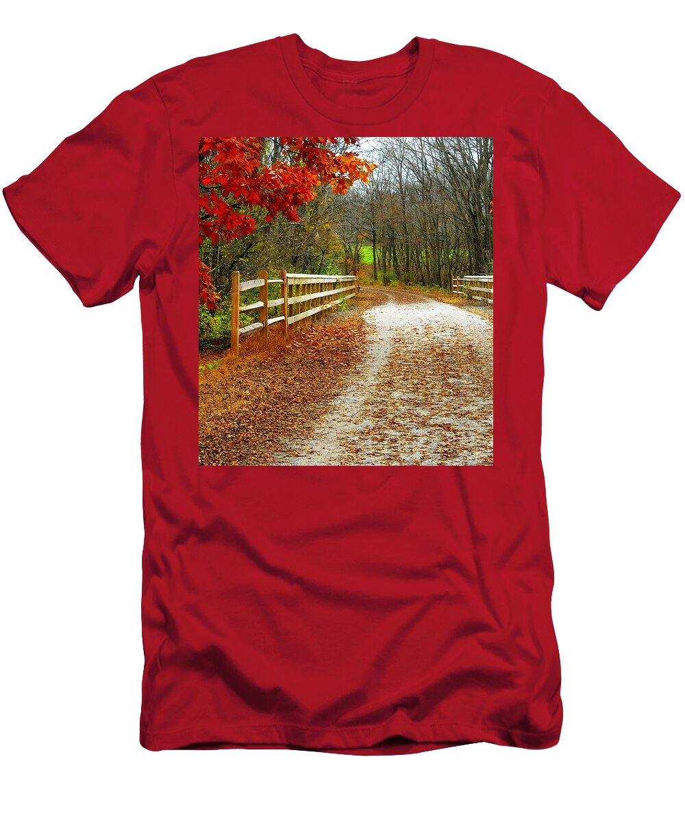 Autumn T-Shirt featuring the photograph Trailing In Autumn by Tami Quigley