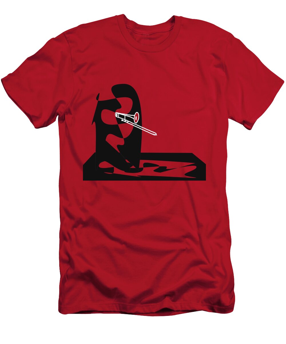 Jazzdabri T-Shirt featuring the digital art Trombone in Red by David Bridburg