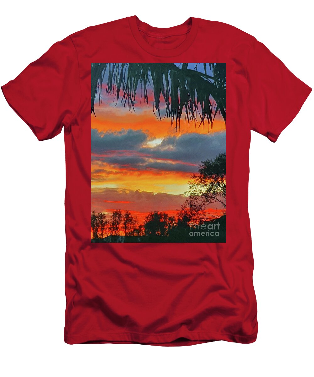 Sunset T-Shirt featuring the digital art Tropical Sunset by Tracey Lee Cassin