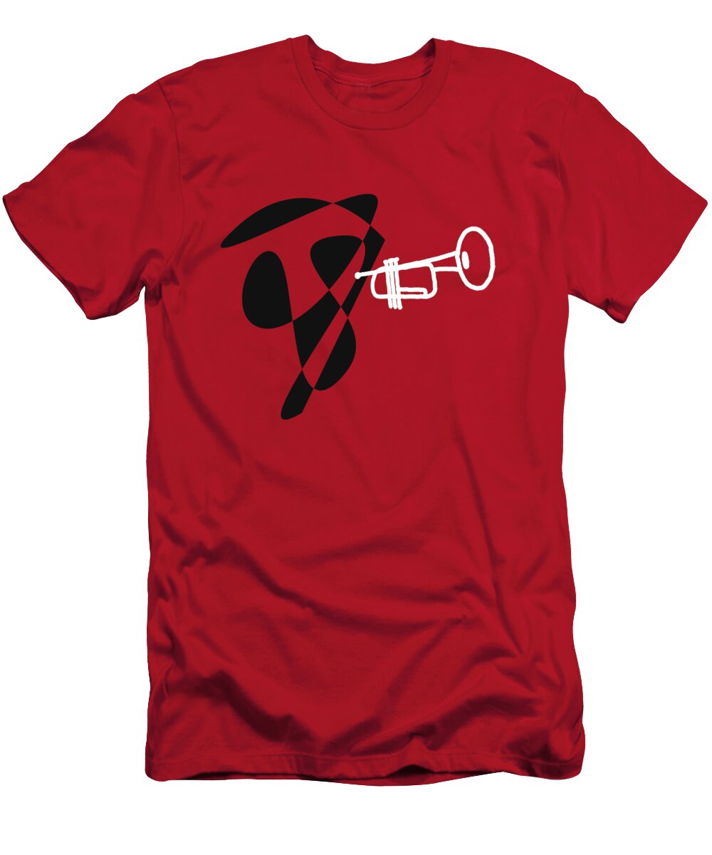 Trumpet Lessons T-Shirt featuring the digital art Trumpet in Orange Red by David Bridburg