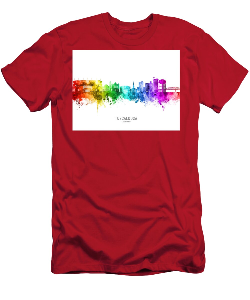 Tuscaloosa T-Shirt featuring the digital art Tuscaloosa Alabama Skyline #64 by Michael Tompsett