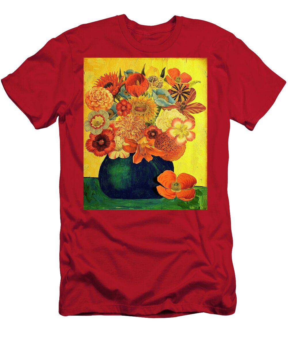 Art Tissue T-Shirt featuring the mixed media Vintage Bouquet #1 by Lorena Cassady