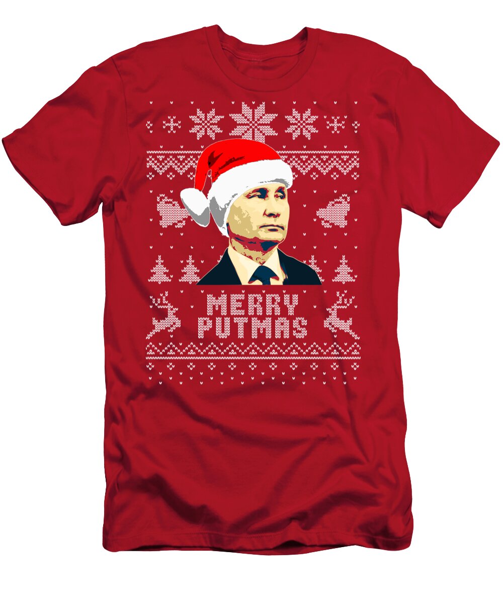 Santa T-Shirt featuring the digital art Vladimir Putin Merry Putmas by Filip Schpindel