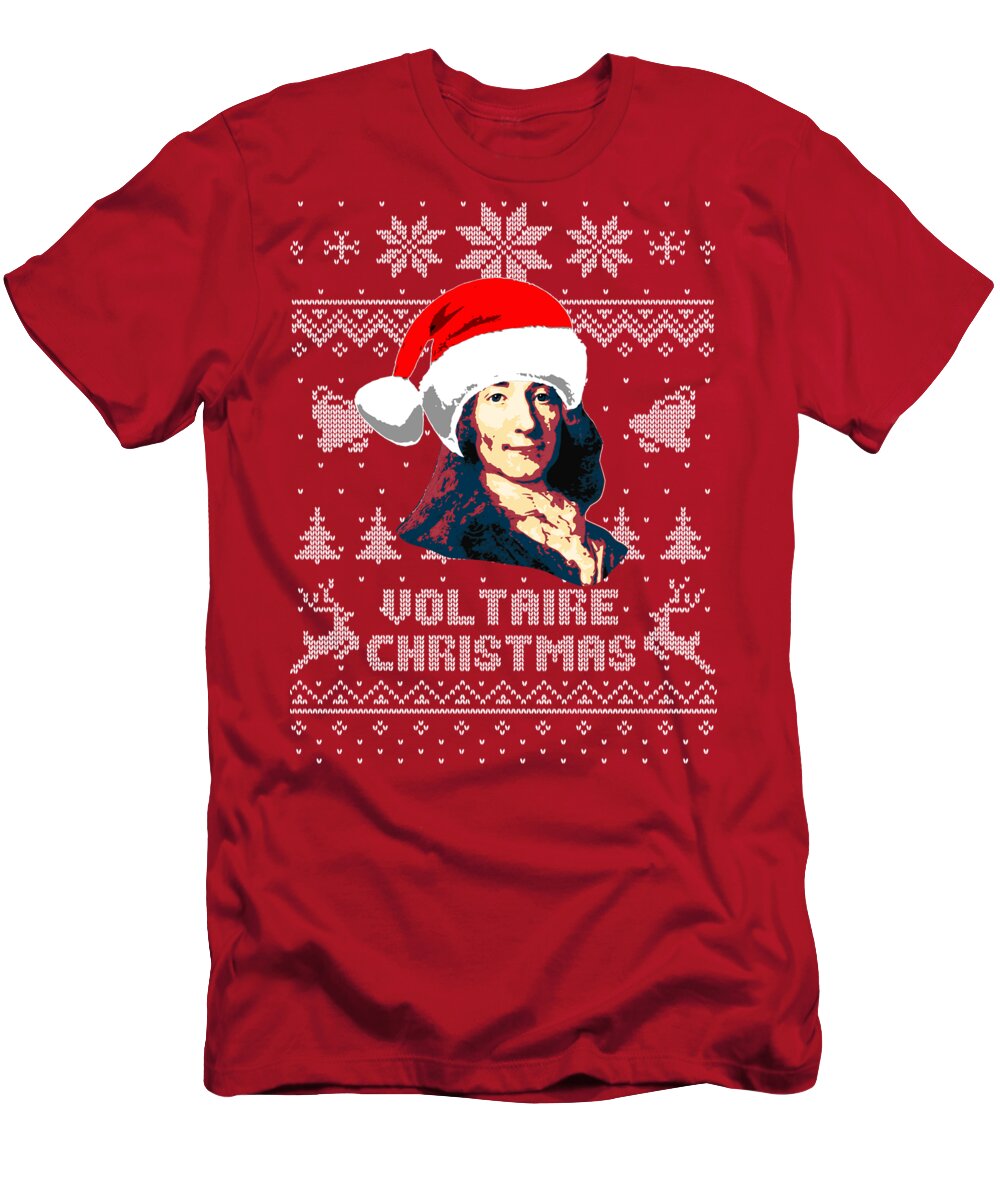 Voltaire T-Shirt featuring the digital art Voltaire Christmas by Filip Schpindel