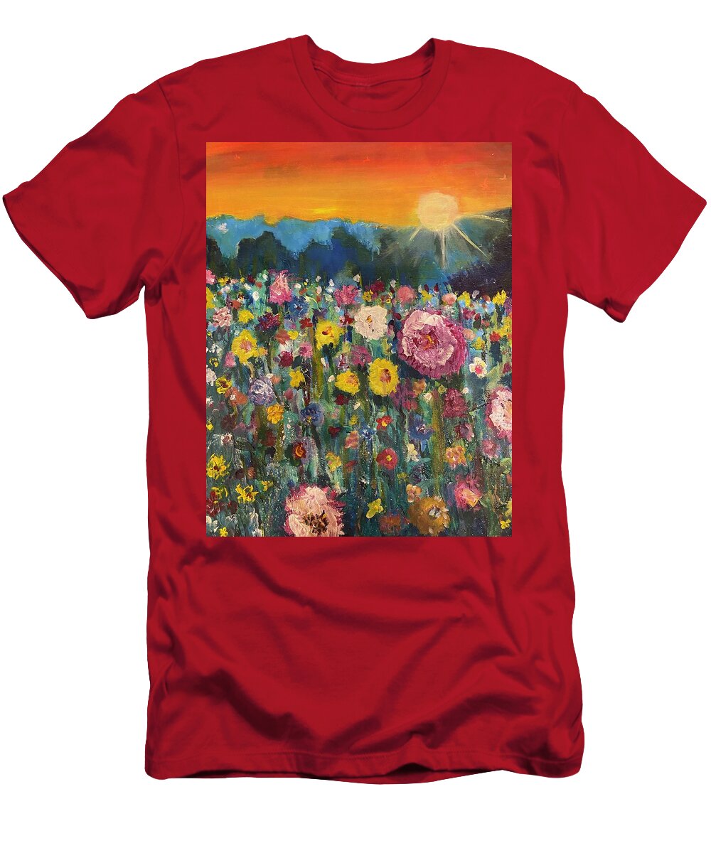 Flowers T-Shirt featuring the painting Warmth of Friendship by Kathy Bee