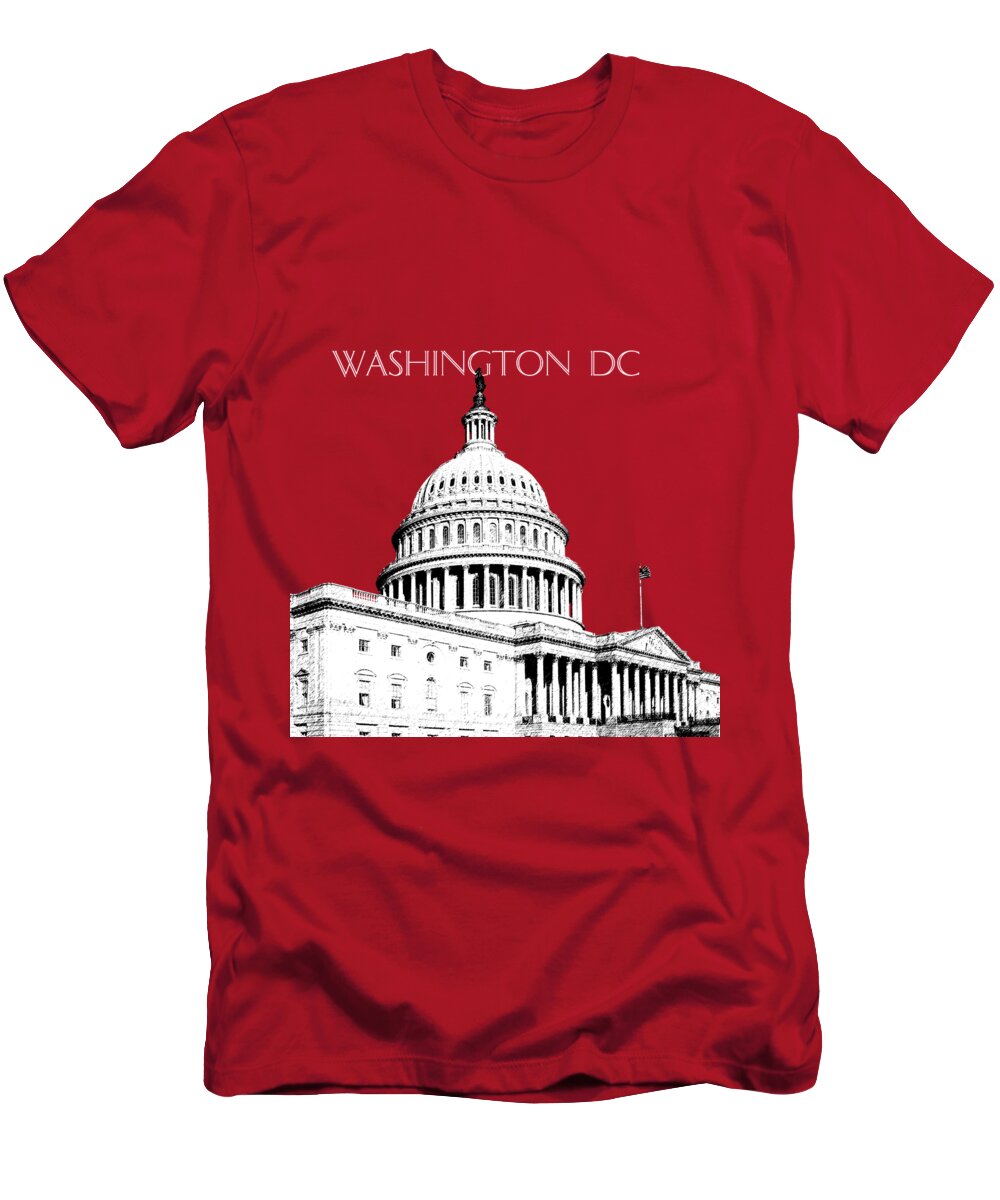 Architecture T-Shirt featuring the digital art Washington DC Skyline The Capital Building - Gold by DB Artist