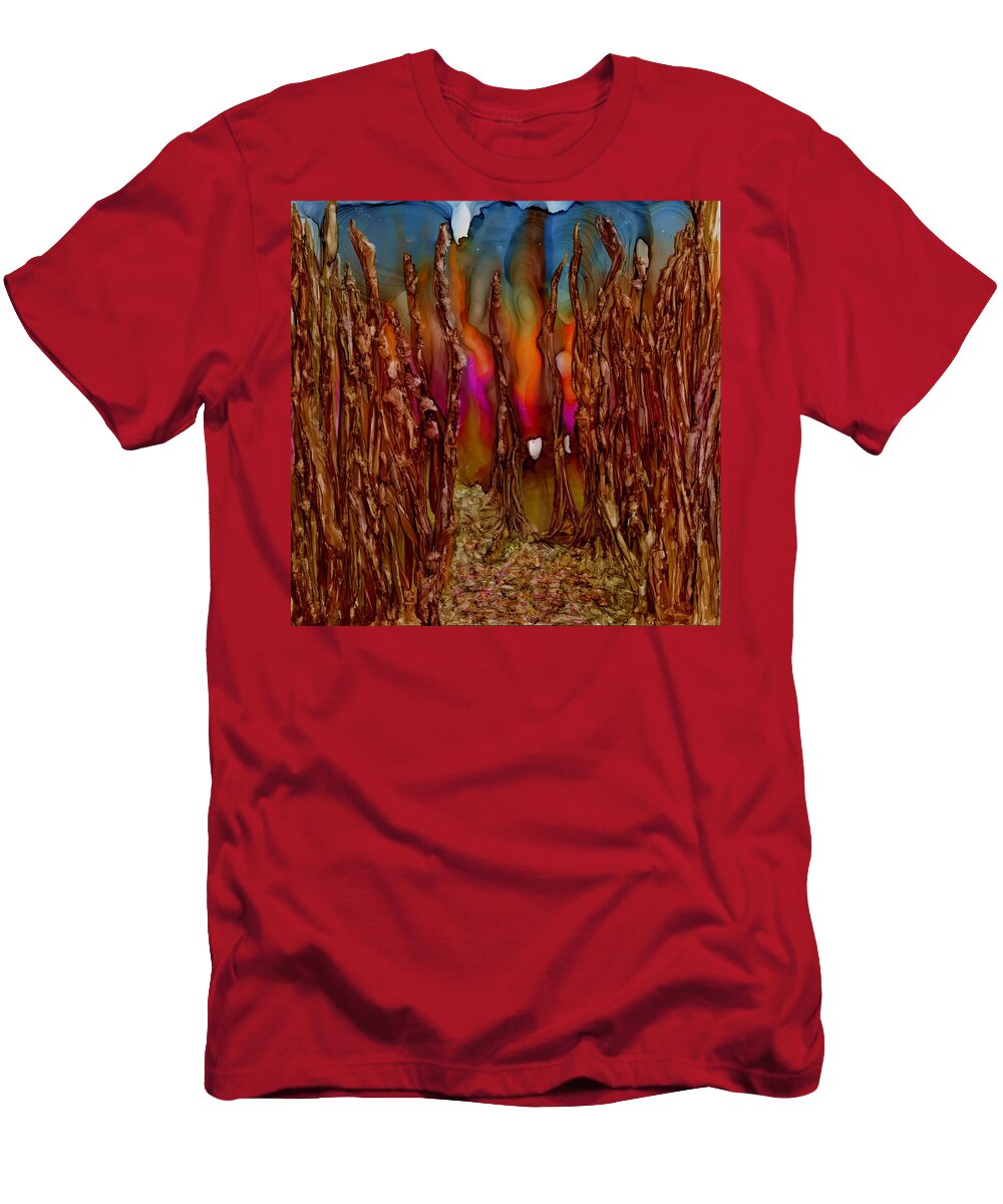 Tree T-Shirt featuring the painting When there is love to bind by Angela Marinari