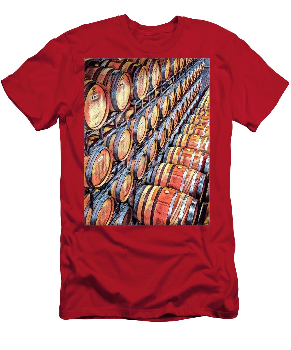  T-Shirt featuring the photograph Wine Barrels - Cailformia by Adam Green
