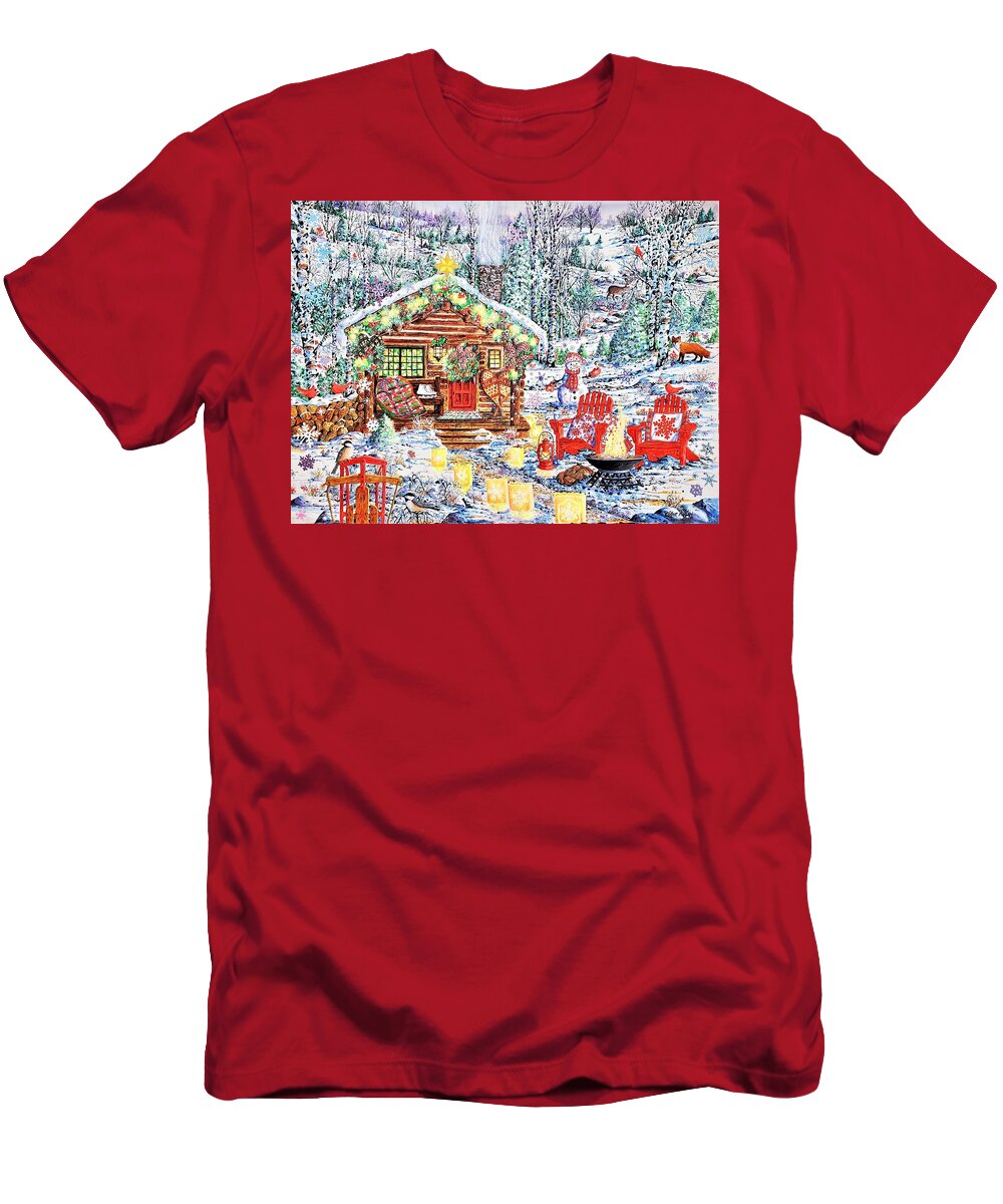 Winter T-Shirt featuring the painting Christmas Season of Joy by Diane Phalen